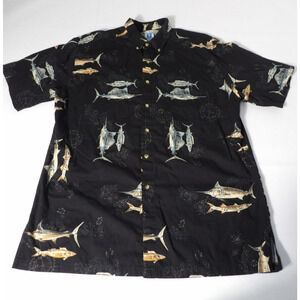 Hook & Tackle Shirt Mens Button Up XL Fish Trout Cotton Poplin Outdoors DadCore